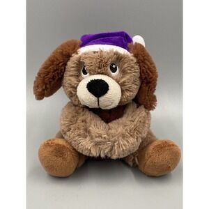 6" Brown Puppy Dog W/ Floppy Ears In Purple Santa Hat Stuffed Animal Kmart